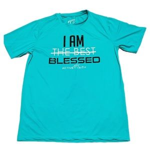 Men’s XL Active Faith EasyDri Shirt Teal/Blck/Wht